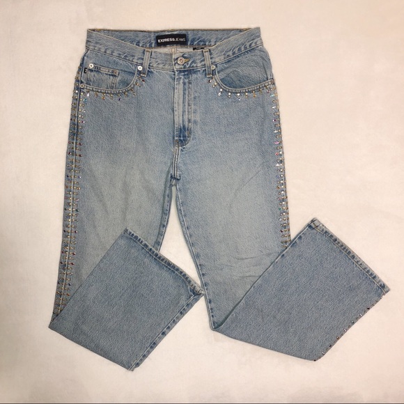 Express Denim - Express Bedazzled High Waist Flare Jeans| 7/8
